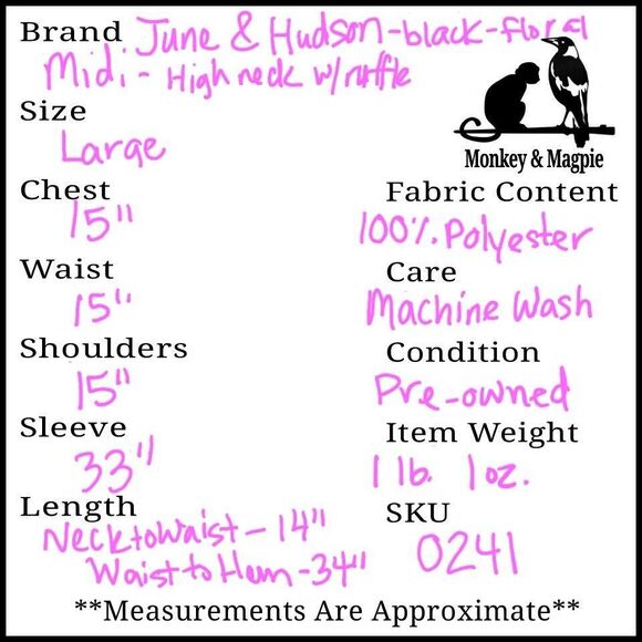 June & Hudson Dark Floral Print Prairie Dress Size Large Whimsygoth - Picture 11 of 11